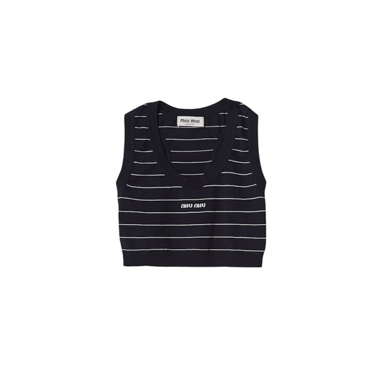 Miu Miu Cropped Top – Righe Navy & Bianche