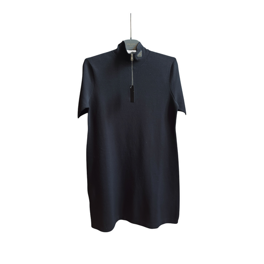 Prada Abito Nero con Zip Frontale