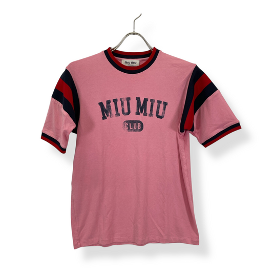 Miu Miu t-shirt Club rosa con dettagli a contrasto