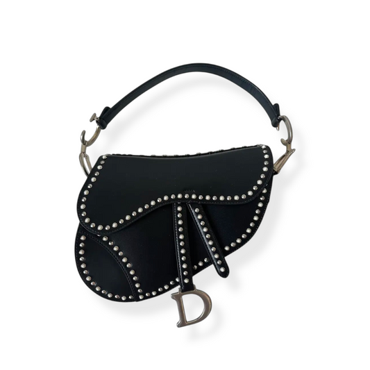Borsa a Tracolla Saddle nera con borchie