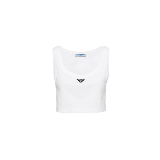 Prada White Crop Tank Top