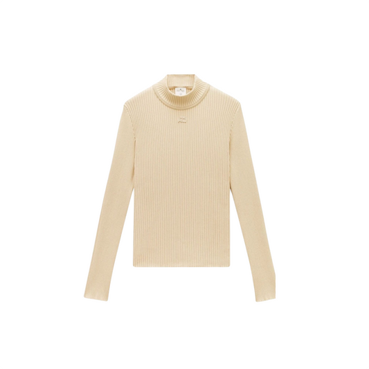 Courrèges Maglione a coste con Logo Ricamato in Beige