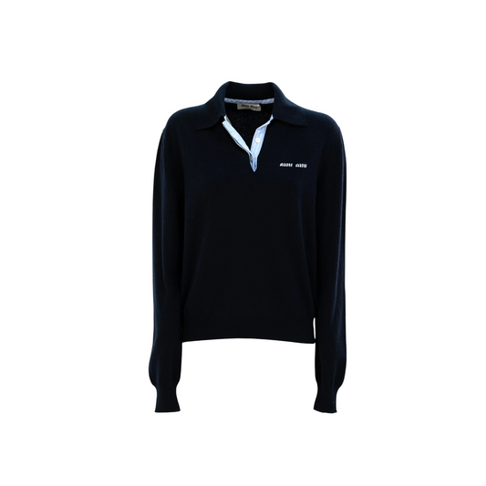 Miu Miu Polo in Lana vergine Blu