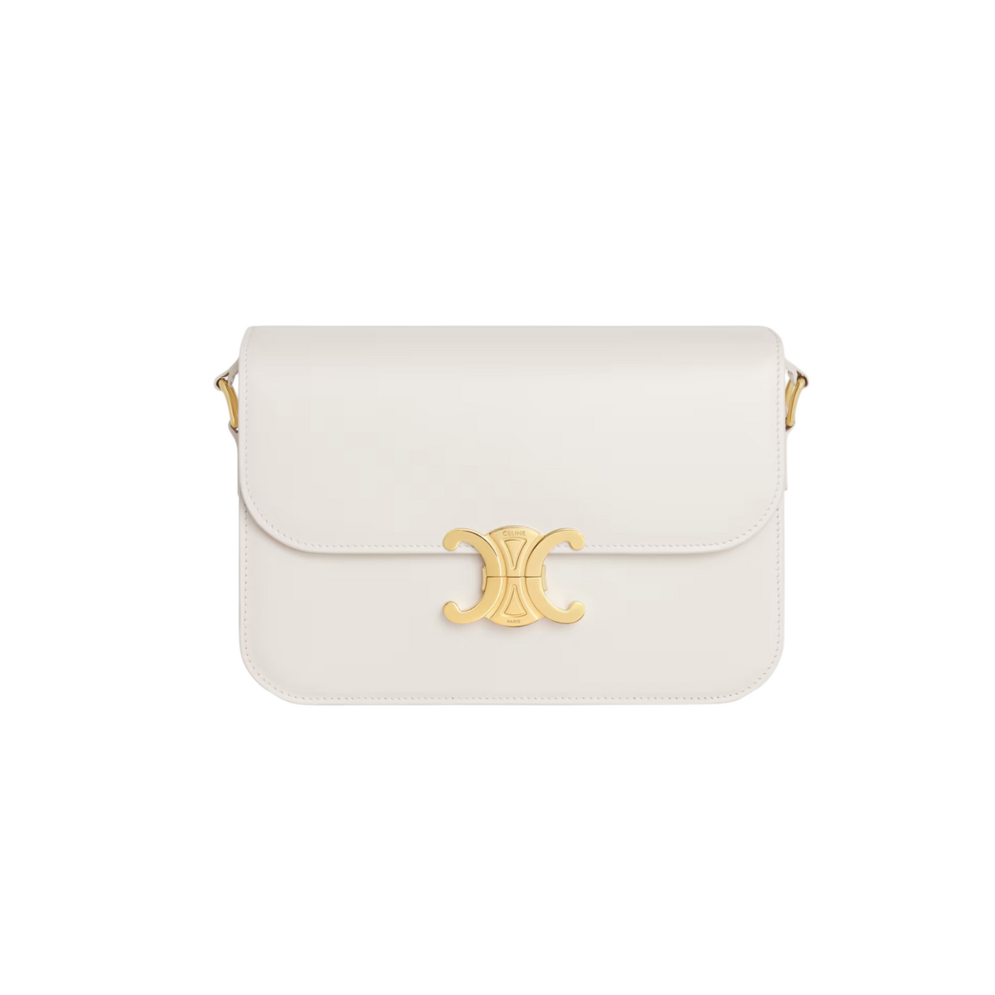 Celine Triomphe Classique Bianco in pelle di vitello lucida