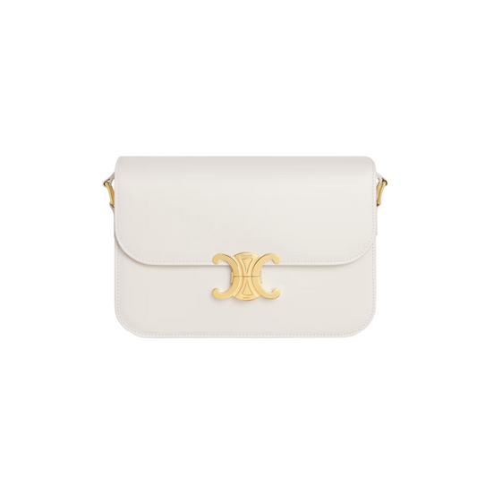 Celine Triomphe Classique Bianco in pelle di vitello lucida