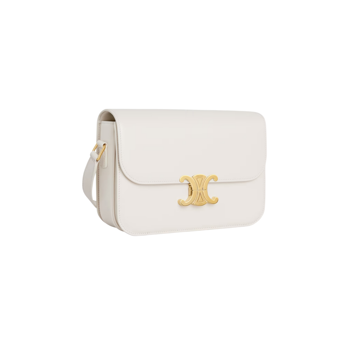 Celine Triomphe Classique Bianco in pelle di vitello lucida