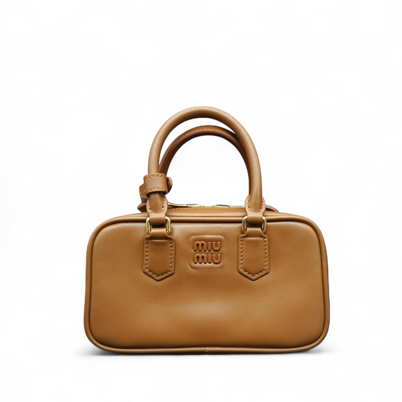 Miu Miu Borsa Arcadie Regular in Pelle Camel