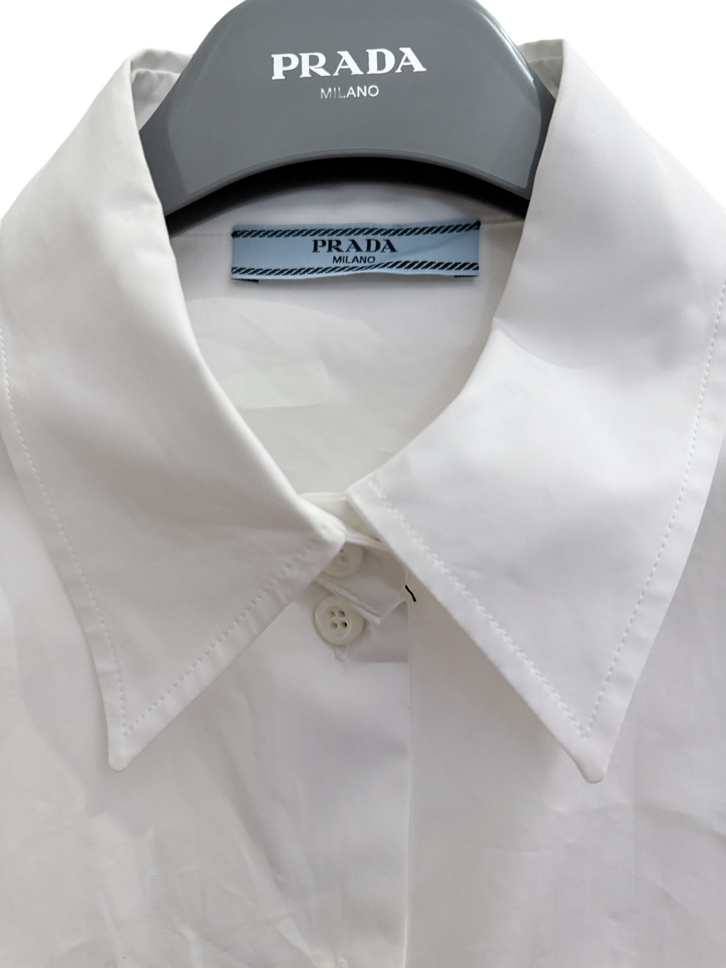 Prada Camicia Crop in Cotone Bianco