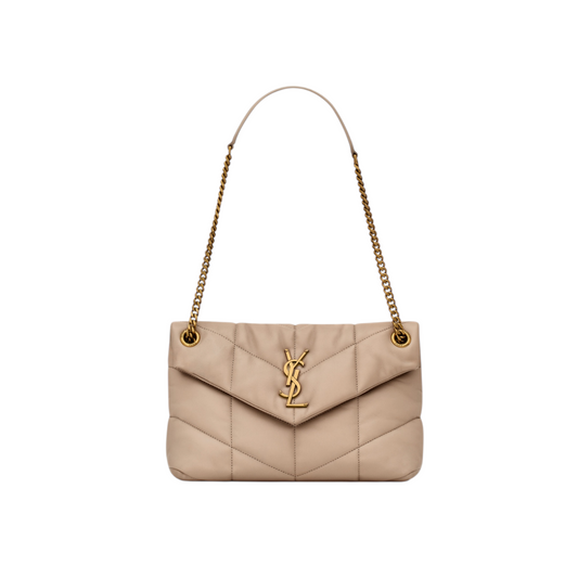 Saint Laurent Toy Puffer in pelle beige