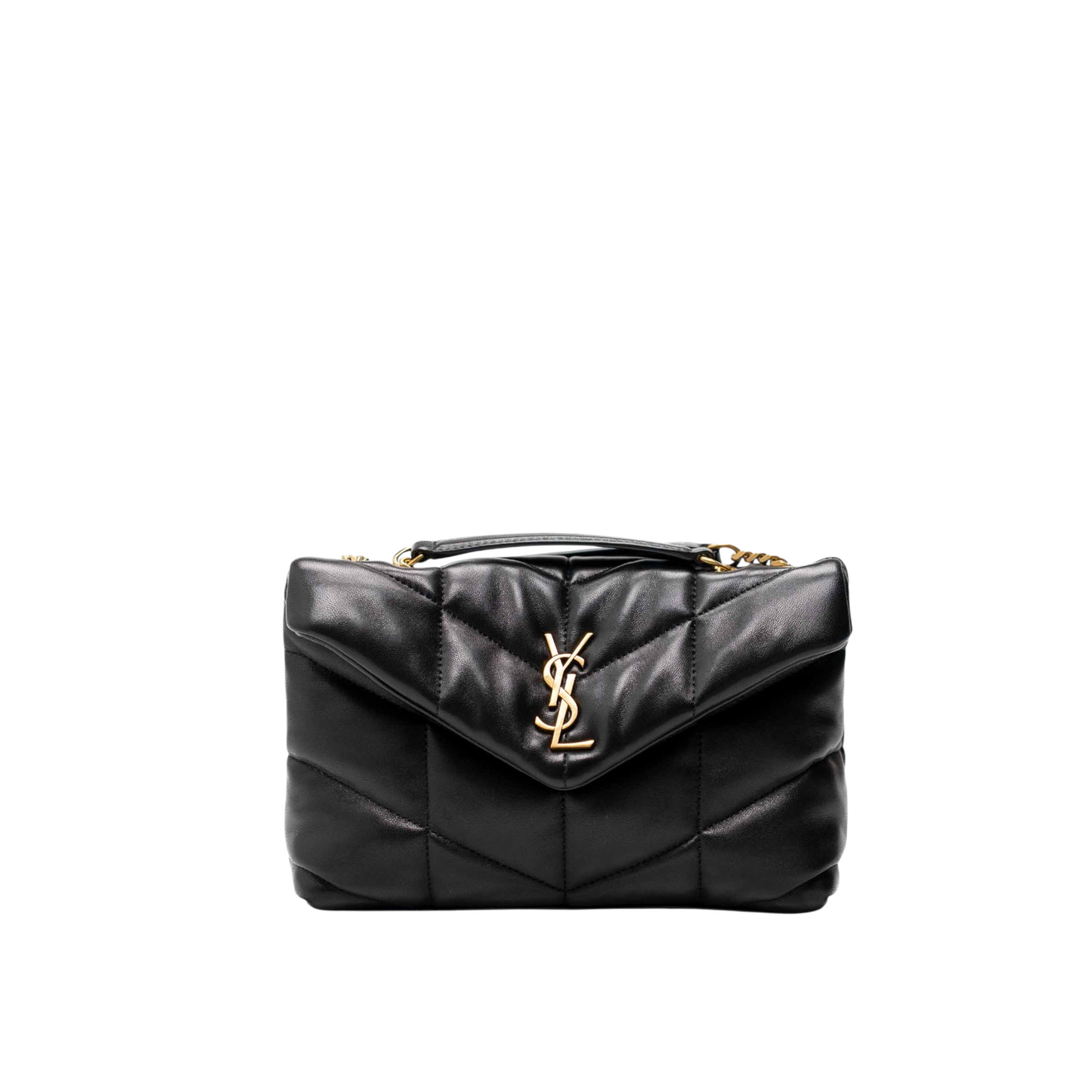 Saint Laurent Lou Lou Puffer Toy in black leather