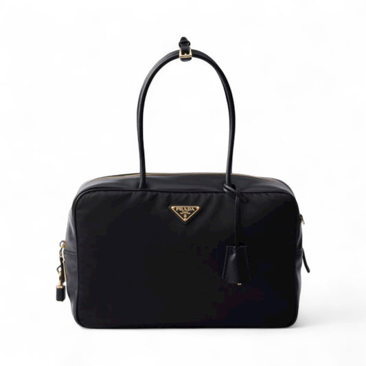 Prada Bauletto Nero in Pelle e Nylon Large
