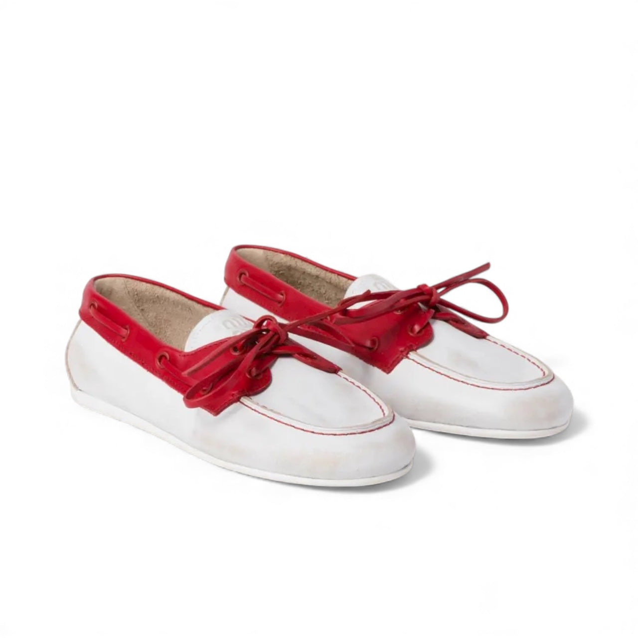 Miu Miu Scarpe da Barca Bianche e Rosse