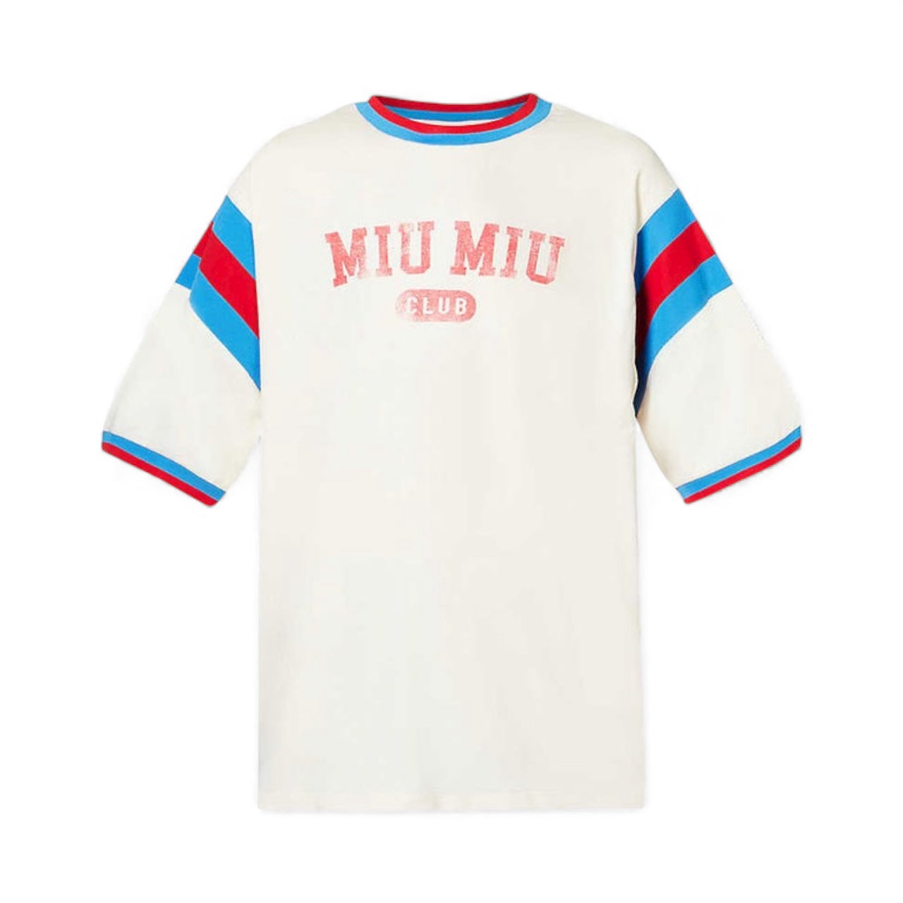 Miu Miu Girocollo Avorio con Jersey Logo rosso