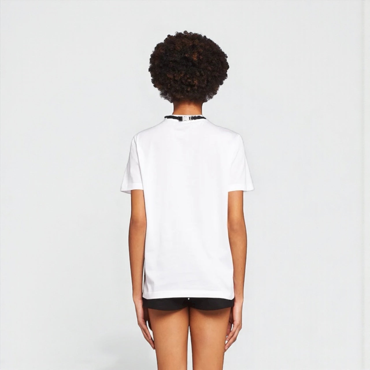 Prada Girocollo con Bandana in Jersey di Nylon Bianco e Nero