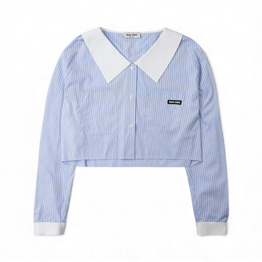 Miu Miu Camicia a Righe Celeste e Bianca