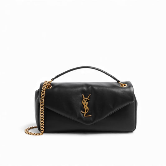 Saint Laurent Calypso Small in Plunged Lambskin Nera
