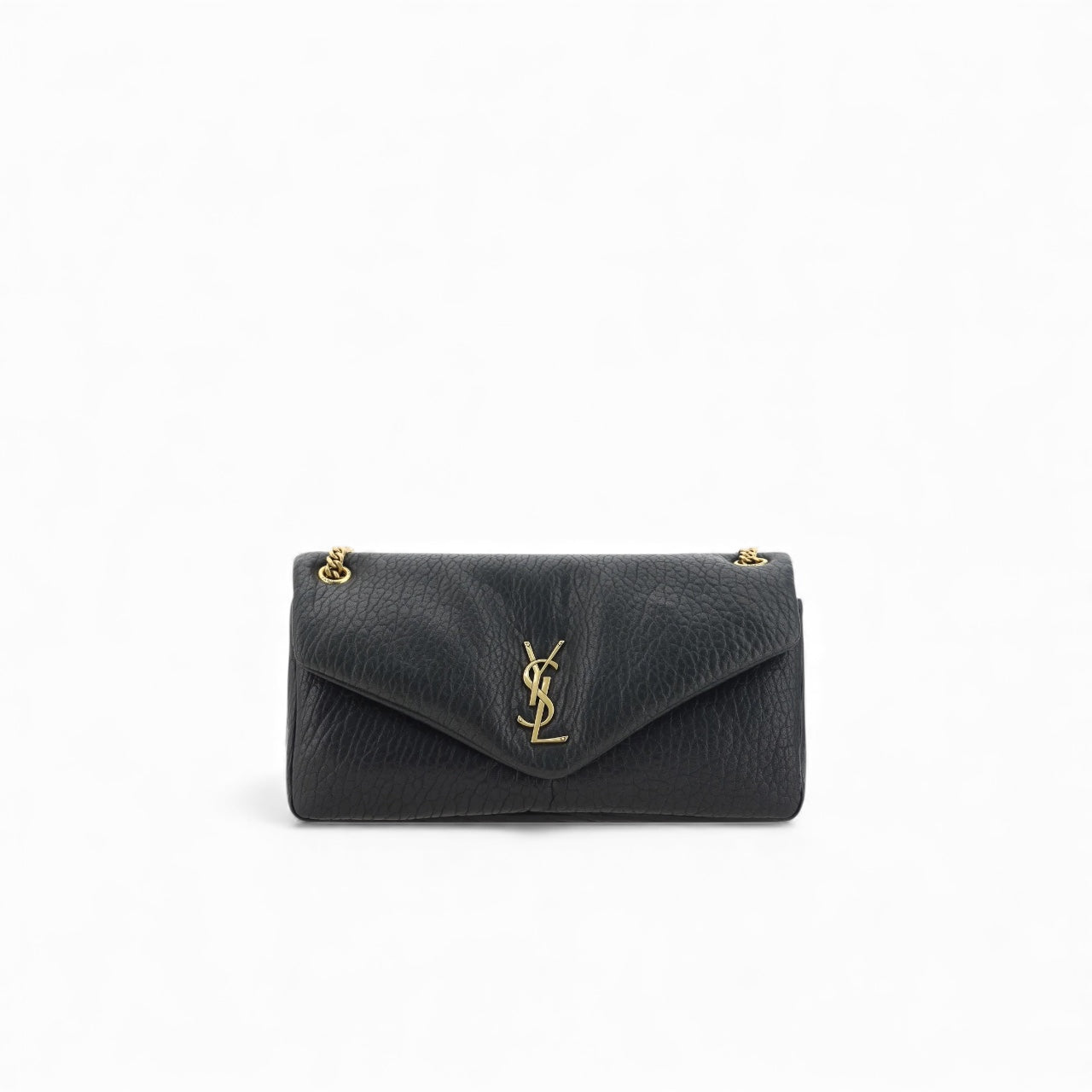 Saint Laurent Calypso Media in Pelle Martellata Nero