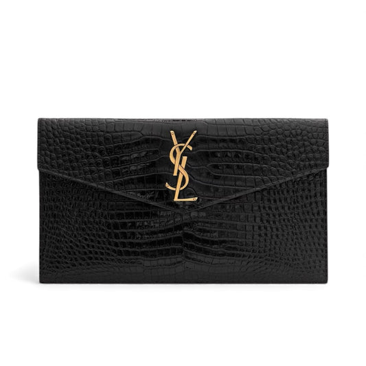 Saint Laurent Pochette Uptown Nera stampa cocco