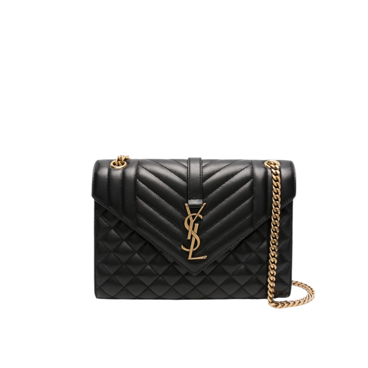 Saint Laurent Envelope Medium in Pelle Nera