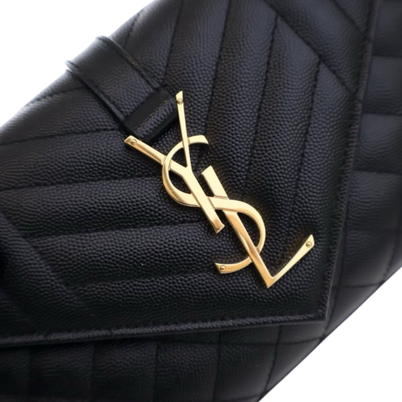 Saint Laurent Envelope Small in Pelle Nera Trapuntata