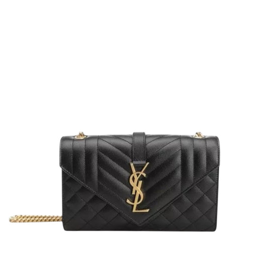 Saint Laurent Envelope Small in Pelle Nera Trapuntata