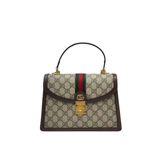Gucci Ophidia Top Handle in GG Supreme Beige ed Ebano