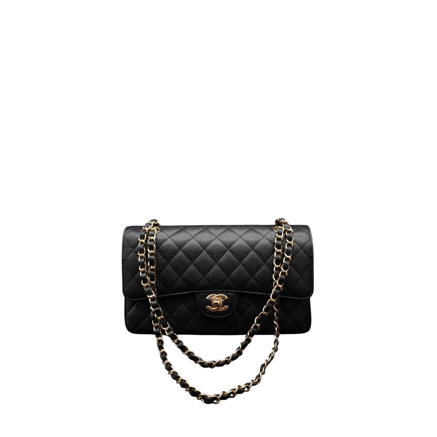Chanel Classic Flap Bag - Pelle Nera con Interno Bordeaux