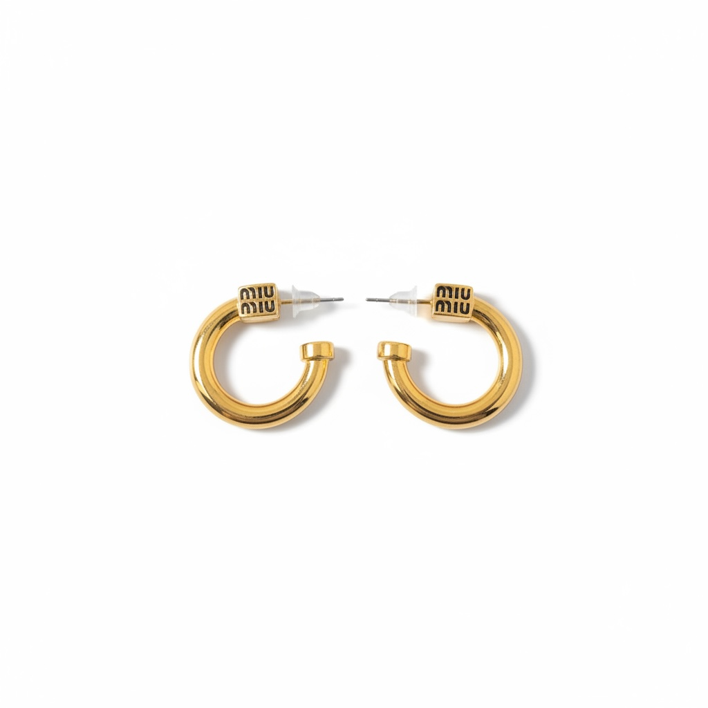 Miu Miu Orecchini Dorati a Cerchio
