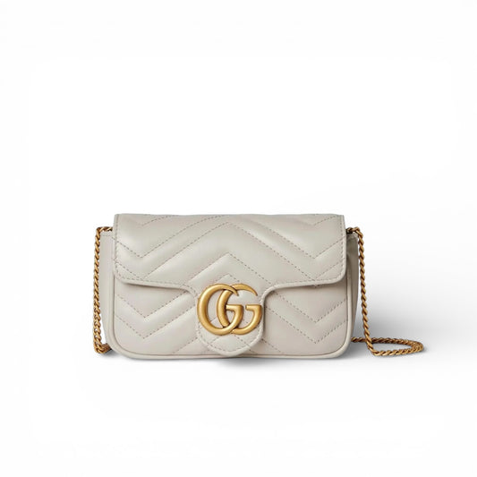 Gucci GG Mini Marmont Borsa a Spalla - Bianco