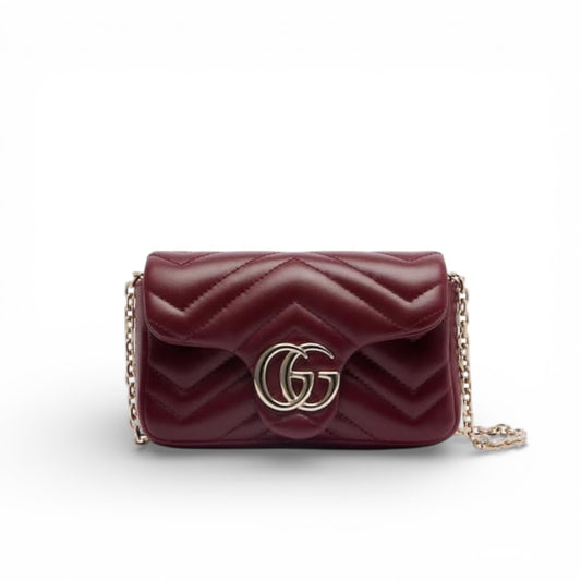 Gucci GG Mini Marmont Borsa a Spalla - Bordeaux