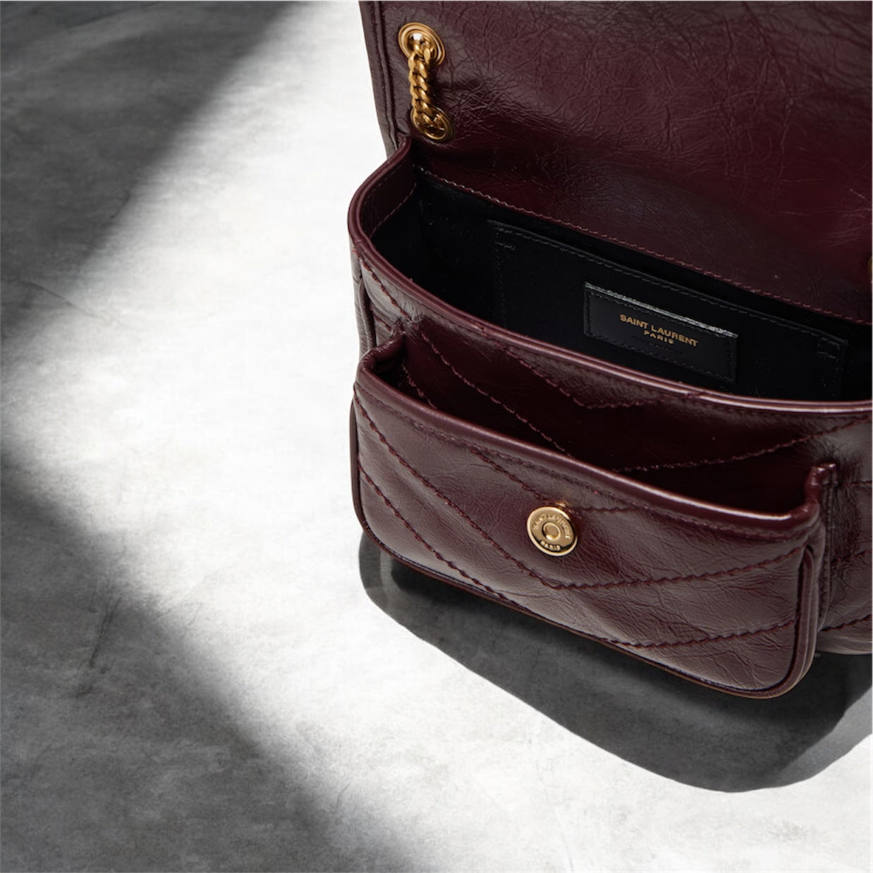 Saint Laurent Niki Mini in Pelle Bordeaux