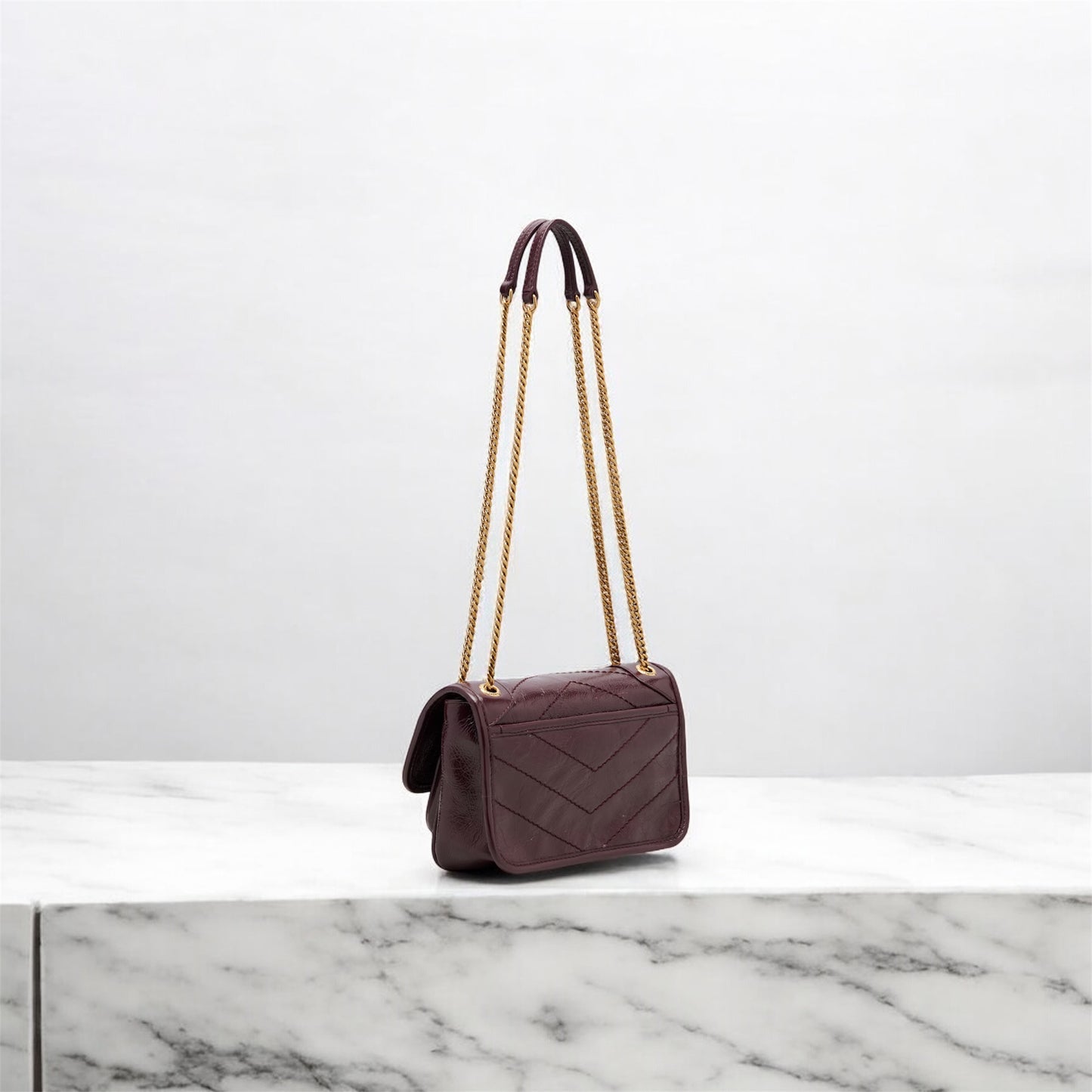 Saint Laurent Niki Mini in Pelle Bordeaux