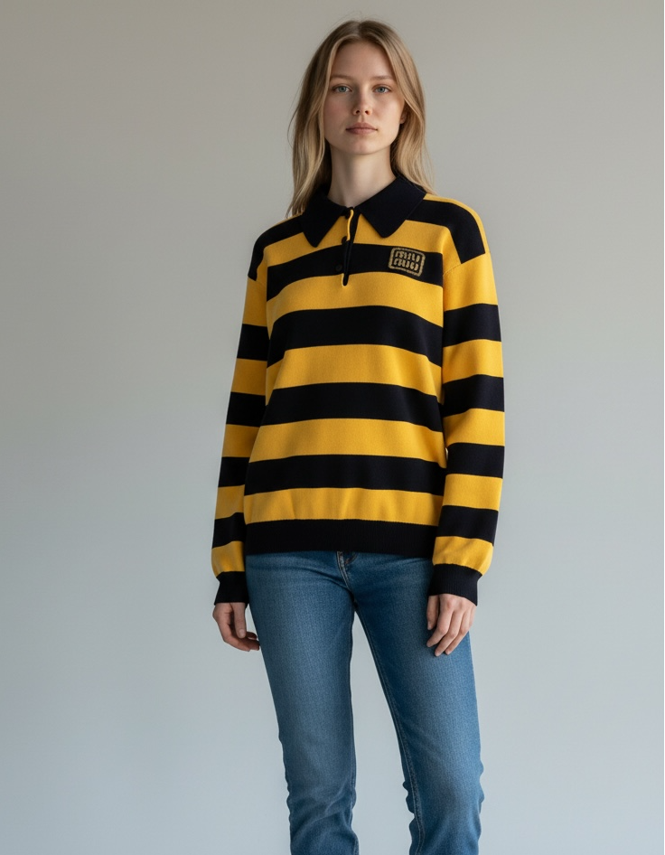 Miu Miu polo a Righe in Maglia