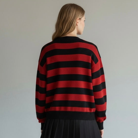 Miu Miu Cardigan a Righe con Logo Ricamato