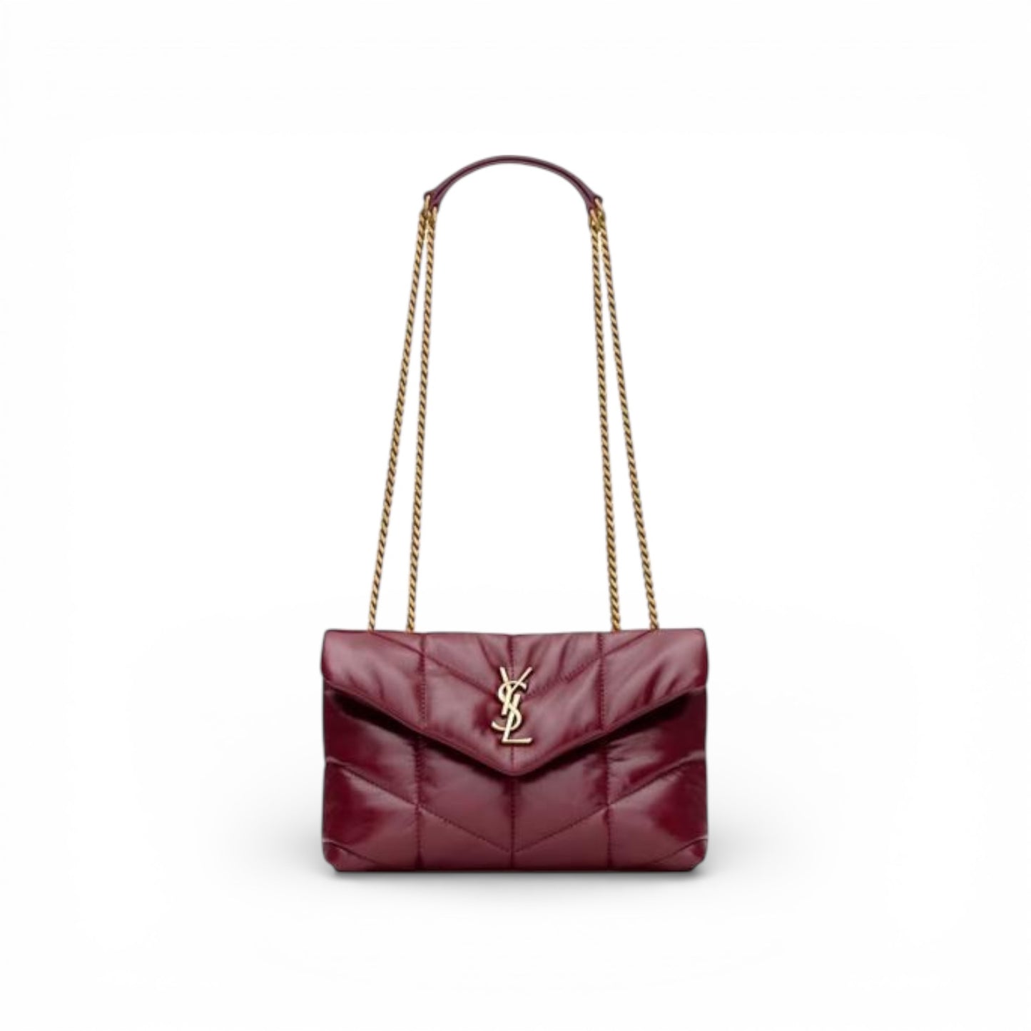 Saint Laurent Borsa Puffer Toy in Pelle Dark Ruby
