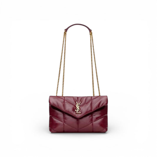Saint Laurent Borsa Puffer Toy in Pelle Dark Ruby