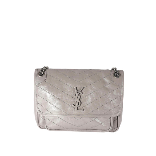 Saint Laurent Niki Media in Pelle Grigia