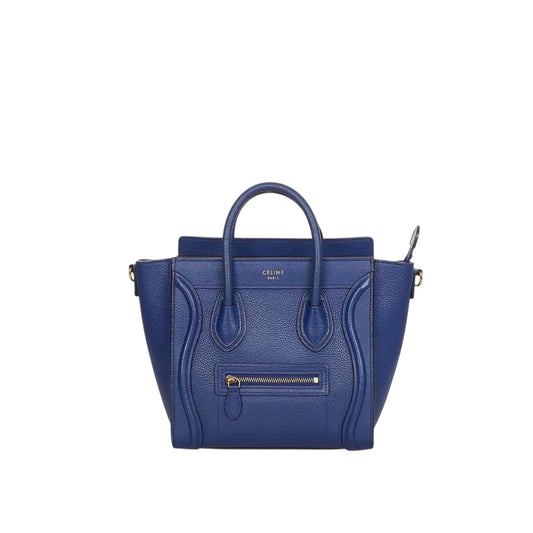Céline Nano Luggage in pelle blu