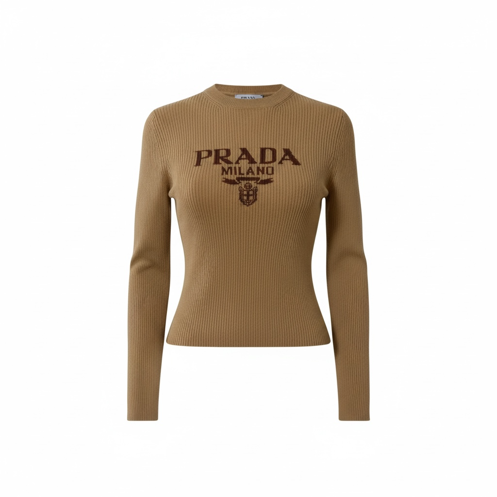 T-shirt girocollo Prada nocciola
