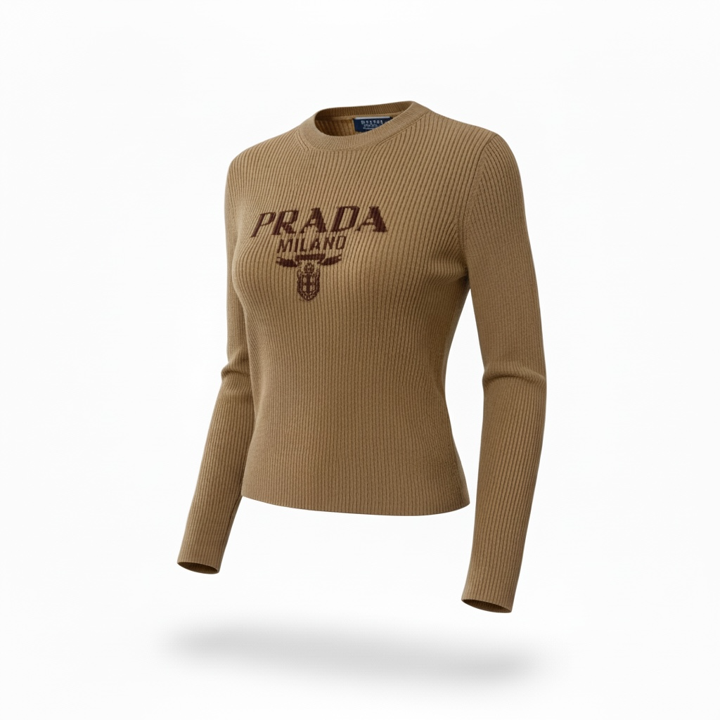 T-shirt girocollo Prada nocciola