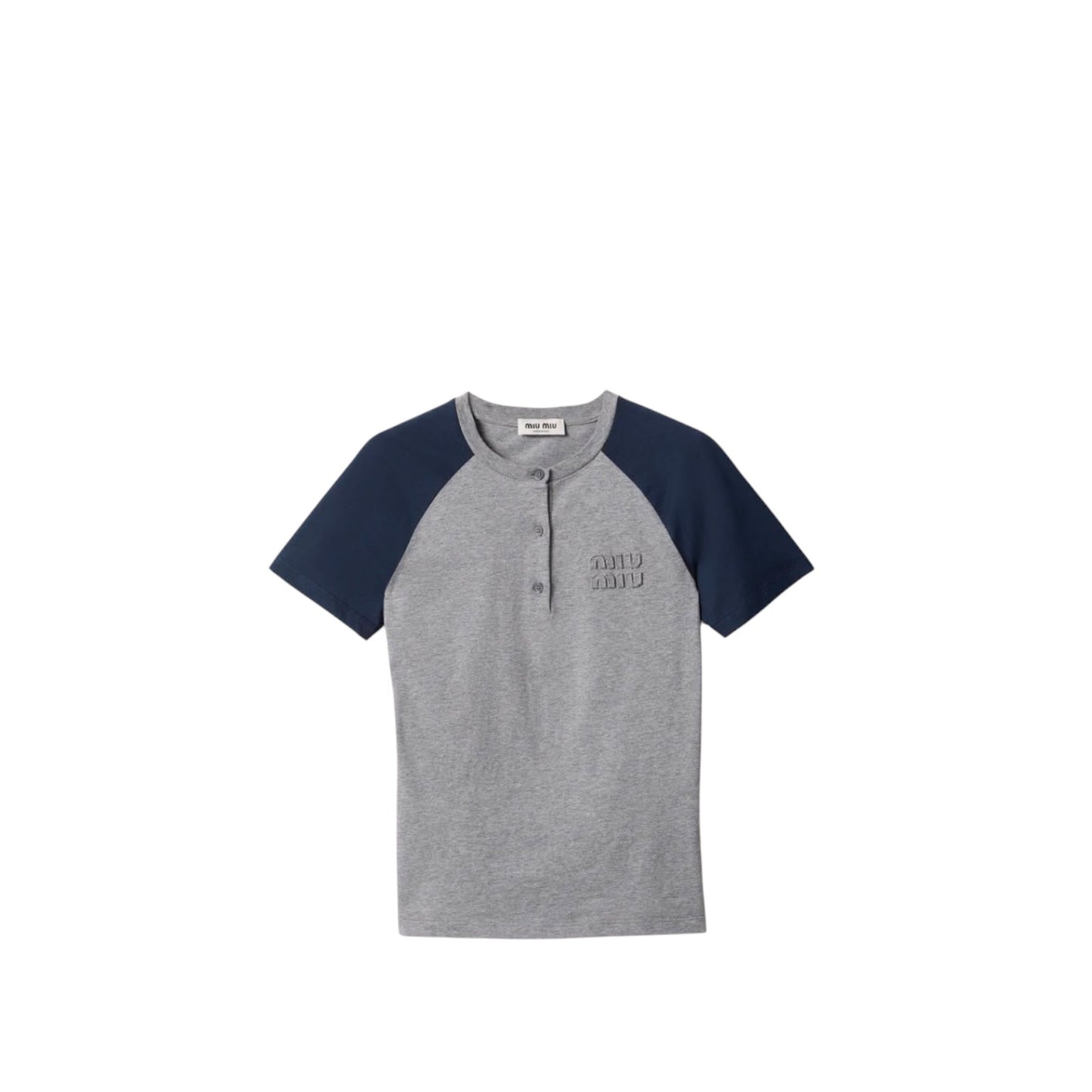 Miu Miu T shirt grigio e blu navy