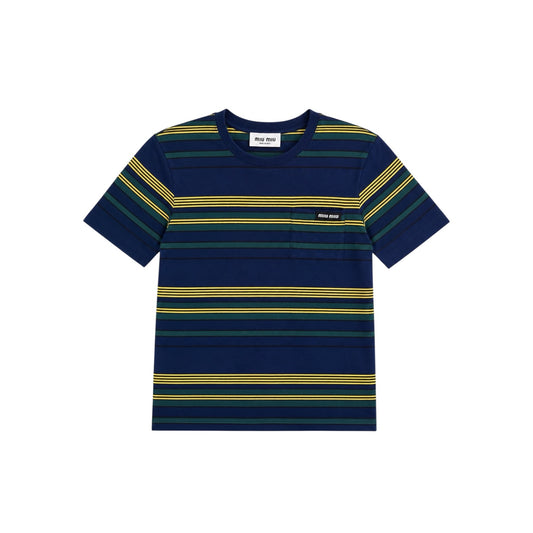 Miu Miu T-shirt blu navy a righe