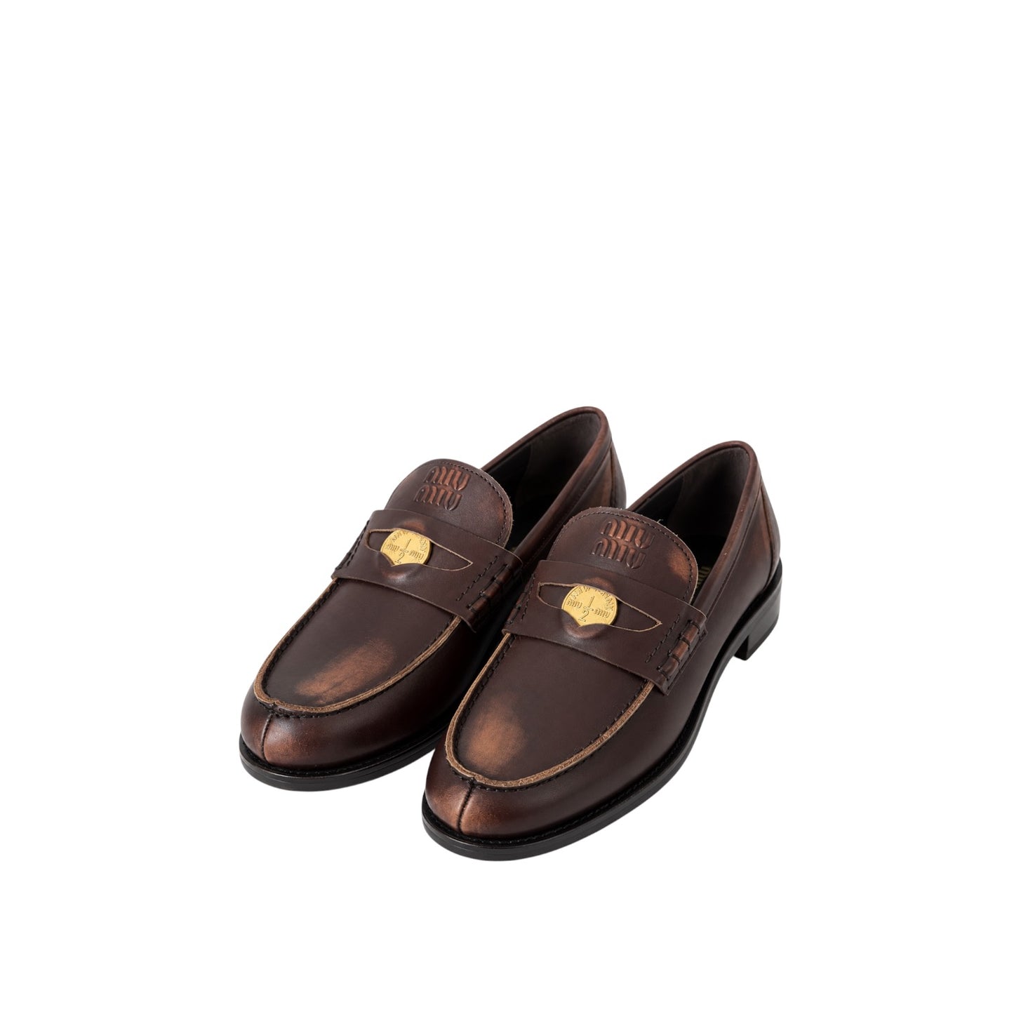 Miu Miu mocassini in pelle marrone