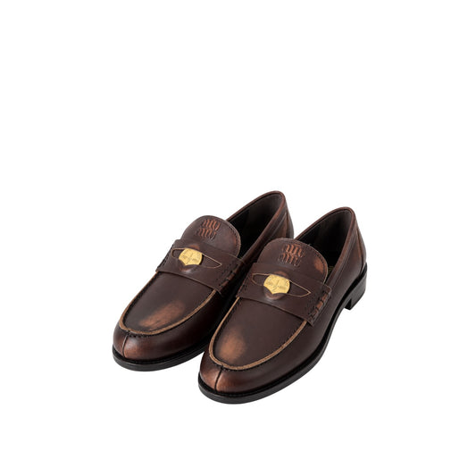 Miu Miu mocassini in pelle marrone
