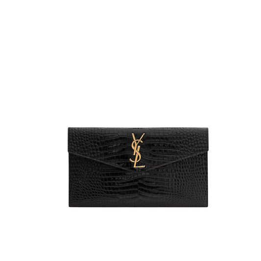Saint Laurent Pochette Uptown Nera stampa cocco