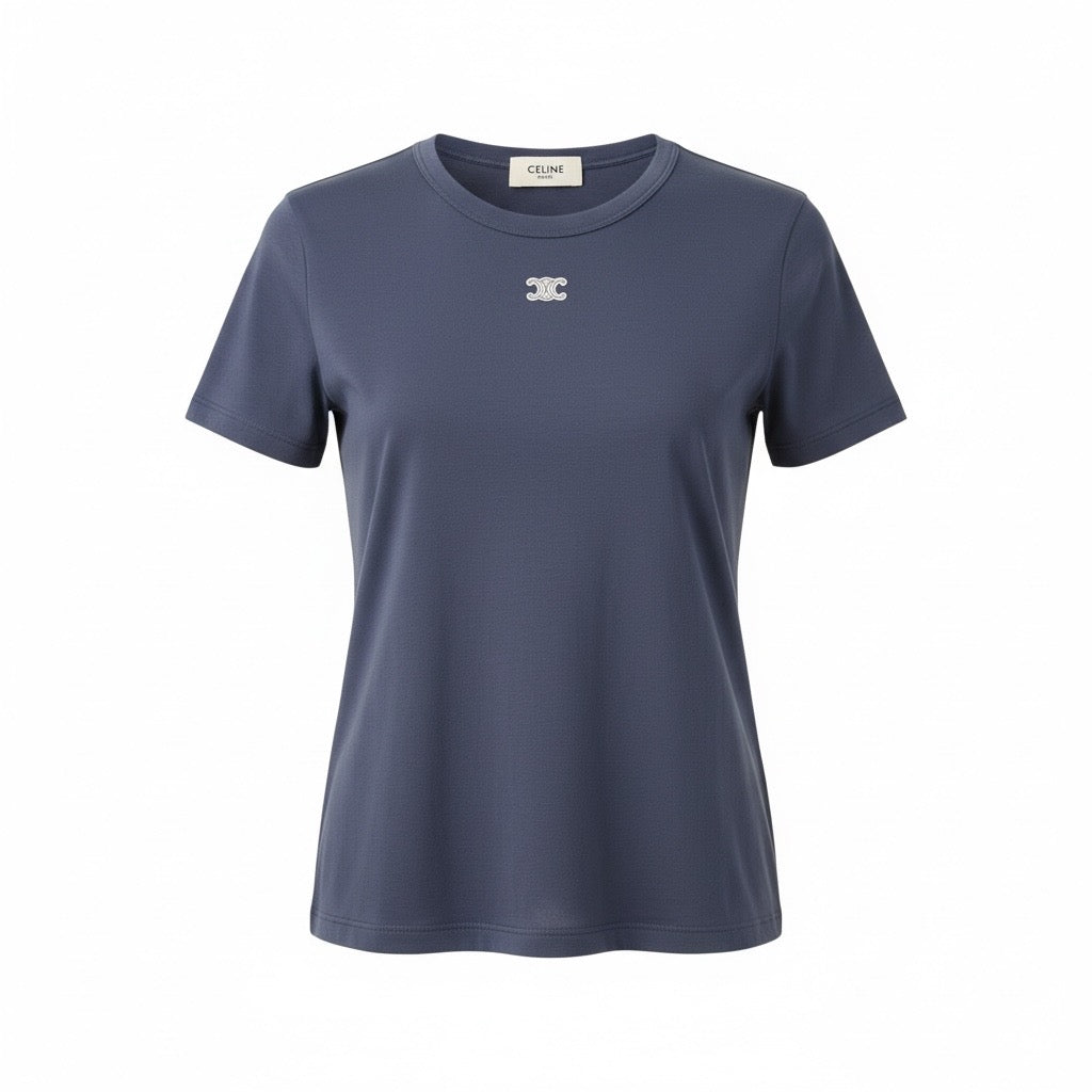 Celine T shirt in Jersey Blu Navy