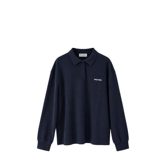 Miu Miu polo a maniche lunghe in Blu Navy