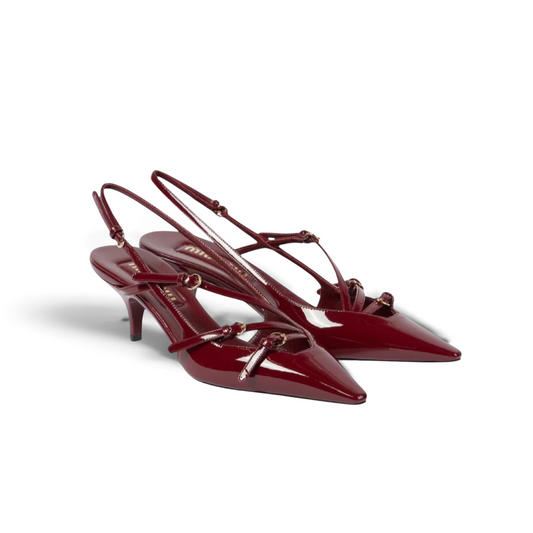 Décolleté slingback in vernice bordeaux