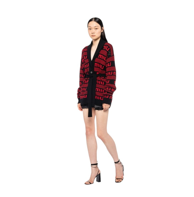 Miu Miu cardigan con Logo Jacquard