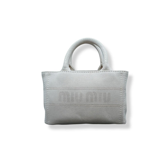 Miu Miu borsa in tela Beige chiaro